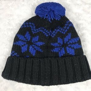 Nordic Style Knit Snowflake Beanie w Pom Pom